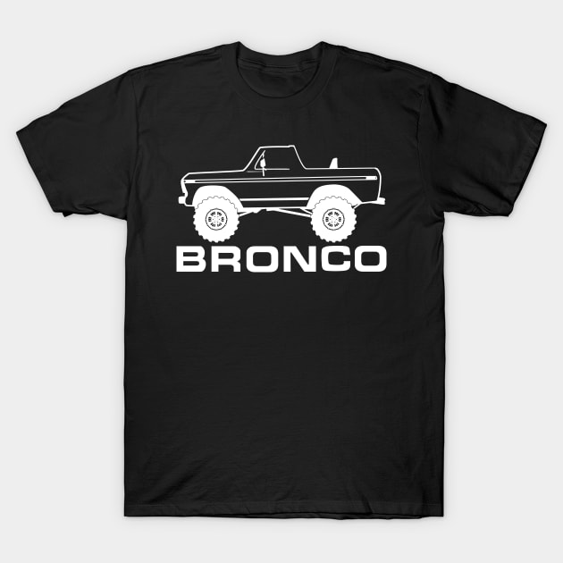 1978-1979 Bronco Side Topless White Print T-Shirt by The OBS Apparel